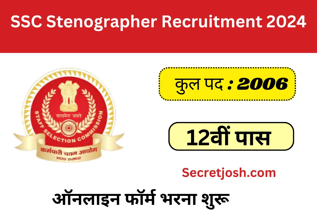 SSC Stenographer Recruitment 2024