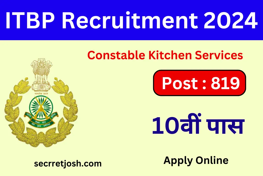 ITBP Constable Kitchen Services Recruitment 2024